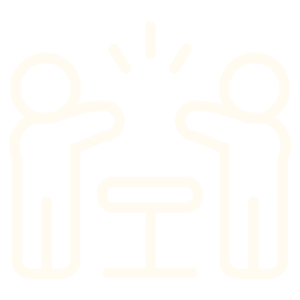 two people talking over table icon